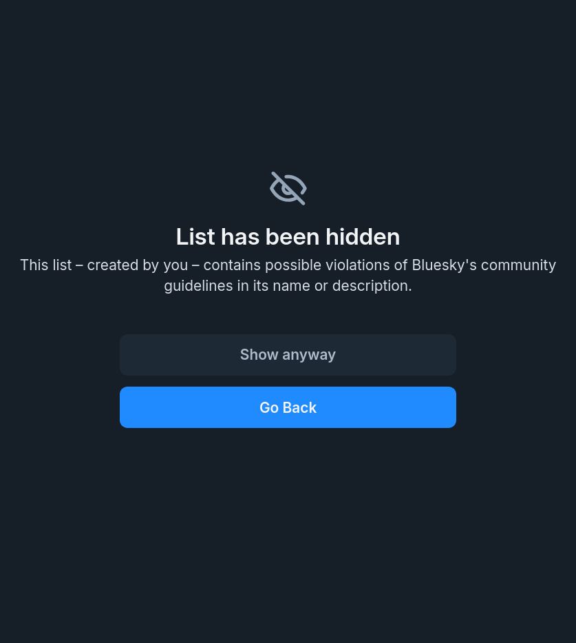 My moderation stalker list was hidden