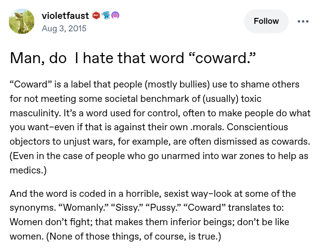 What the word coward actually means
